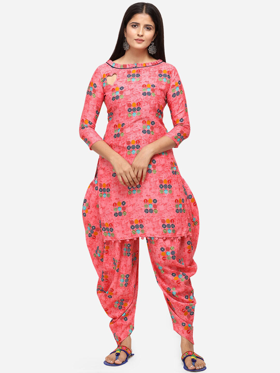 

SHAVYA Pink & Blue Printed Unstitched Dress Material