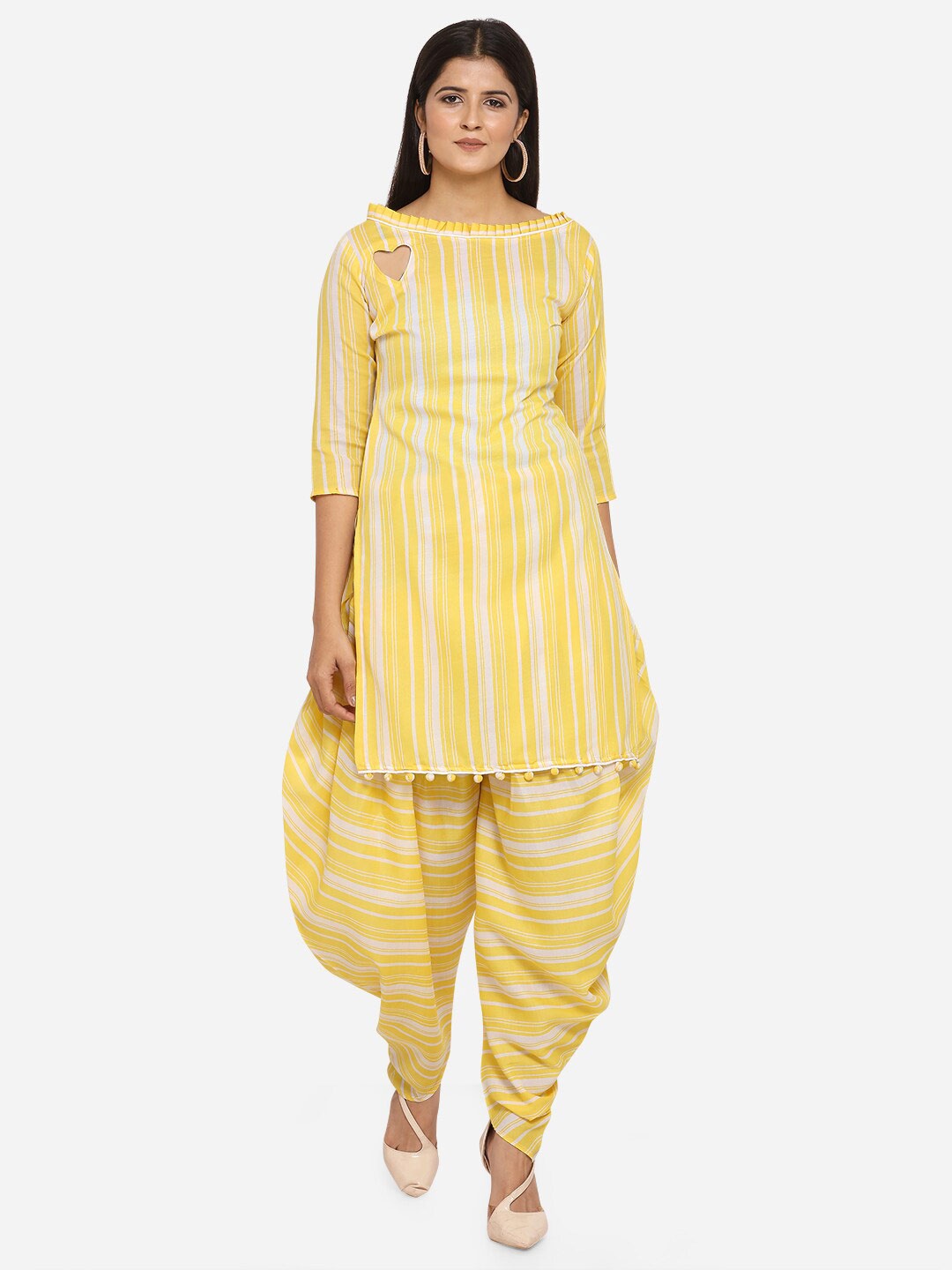 

SHAVYA Yellow & White Printed Unstitched Dress Material