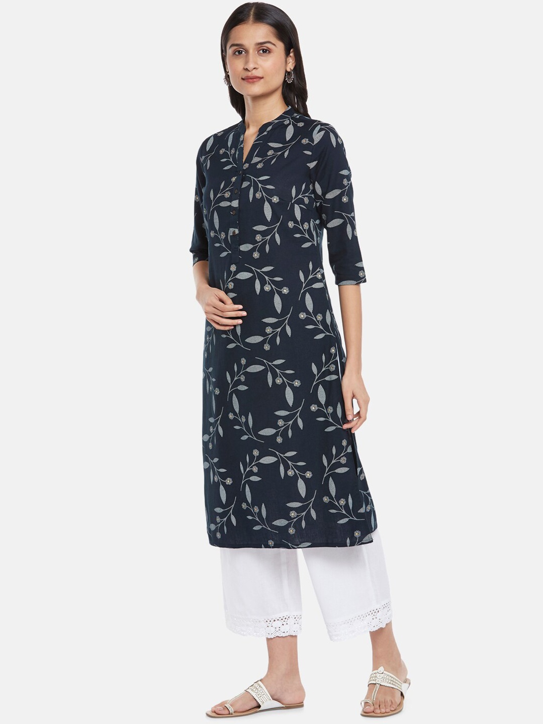 

RANGMANCH BY PANTALOONS Women Navy Blue Printed Kurta