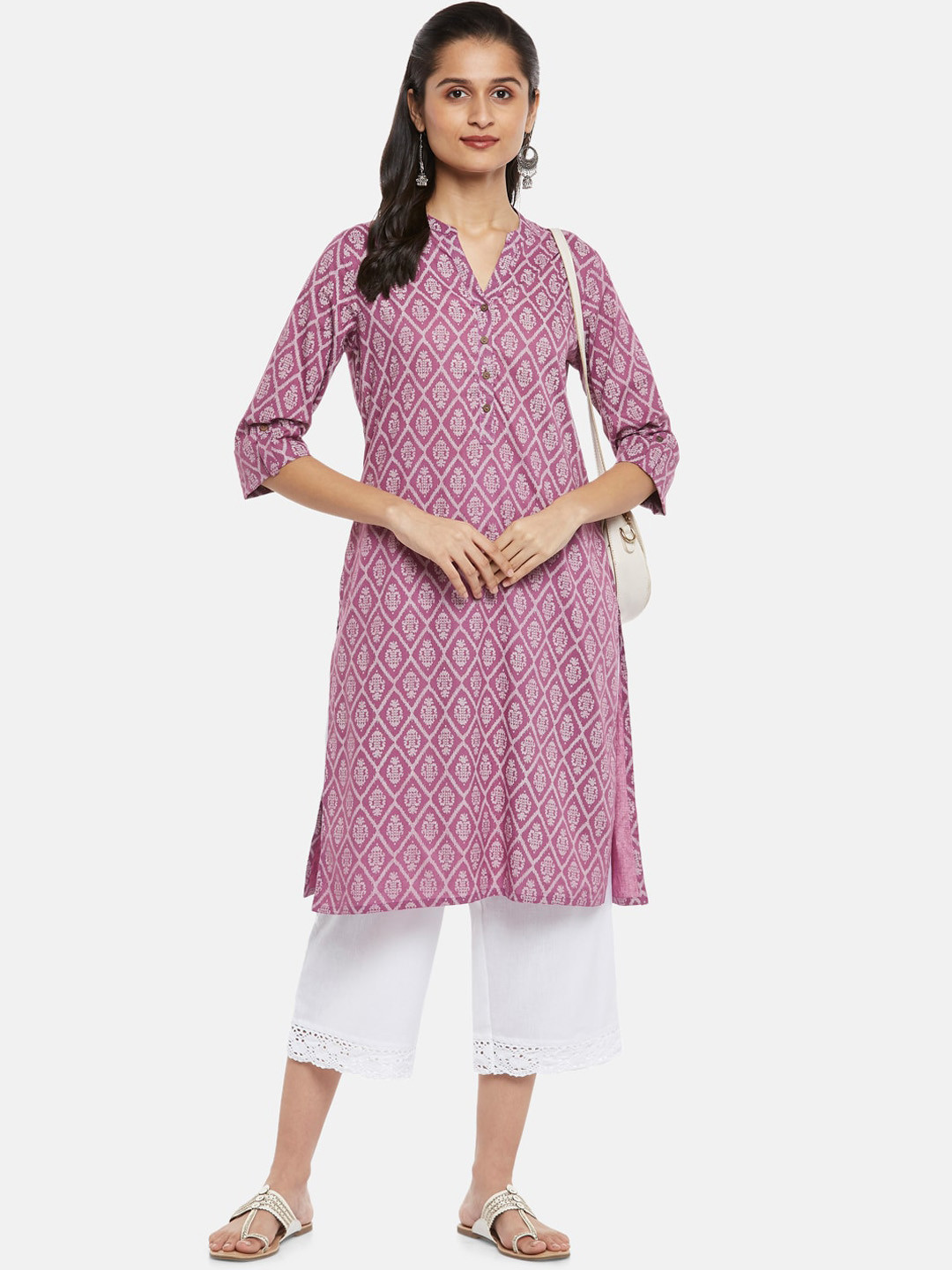 

RANGMANCH BY PANTALOONS Women Purple Ethnic Motifs Printed Kurta