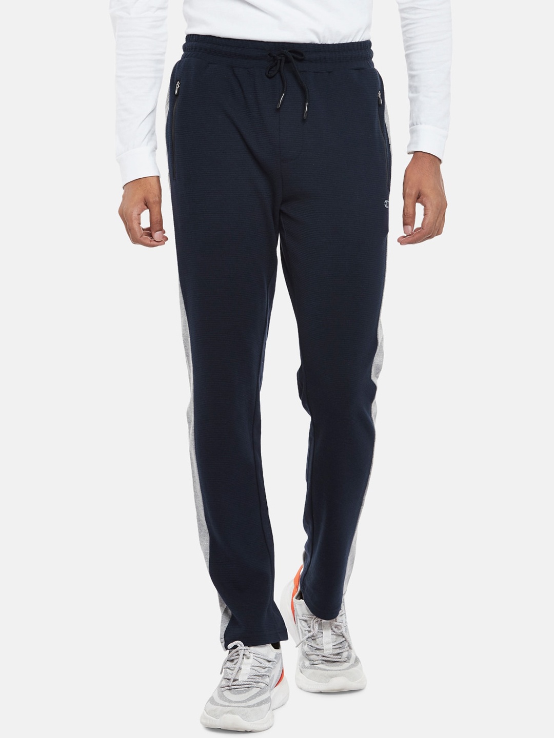 

Ajile by Pantaloons Men Navy Blue Solid Cotton Slim-Fit Track Pants