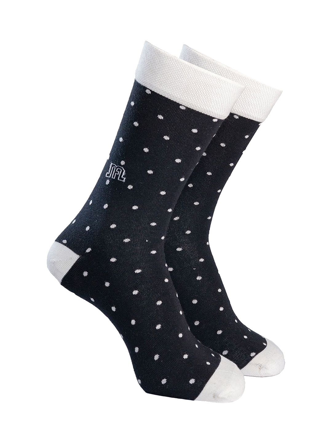 

Man Arden Men Black & White Patterned Cotton Calf-Length Socks