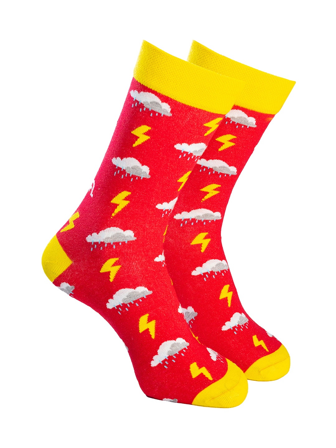 

Man Arden Men Red & Yellow Patterned Egyptian Cotton Calf-Length Socks