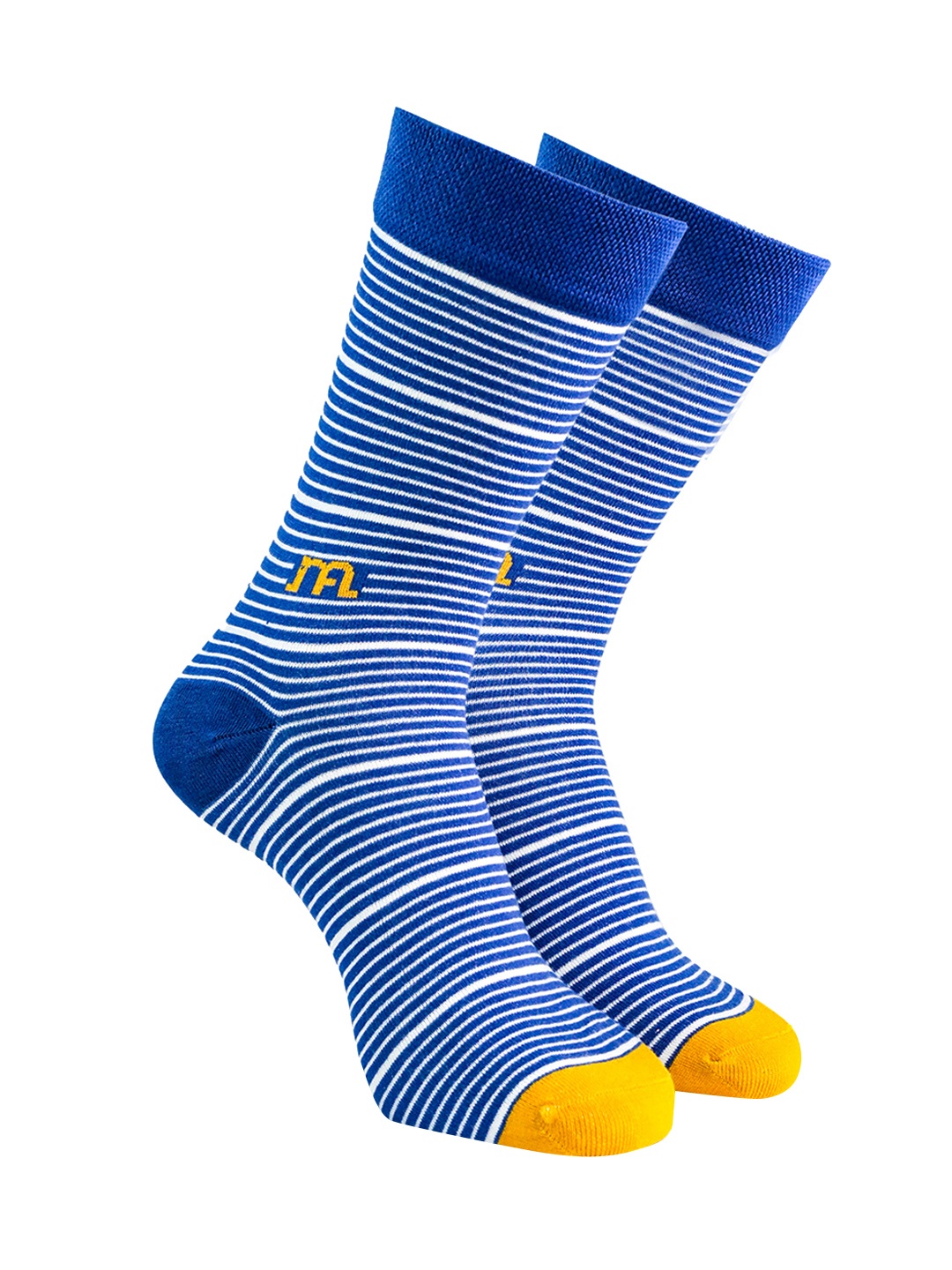 

Man Arden Men Blue Striped Calf-Length Pure Cotton Socks