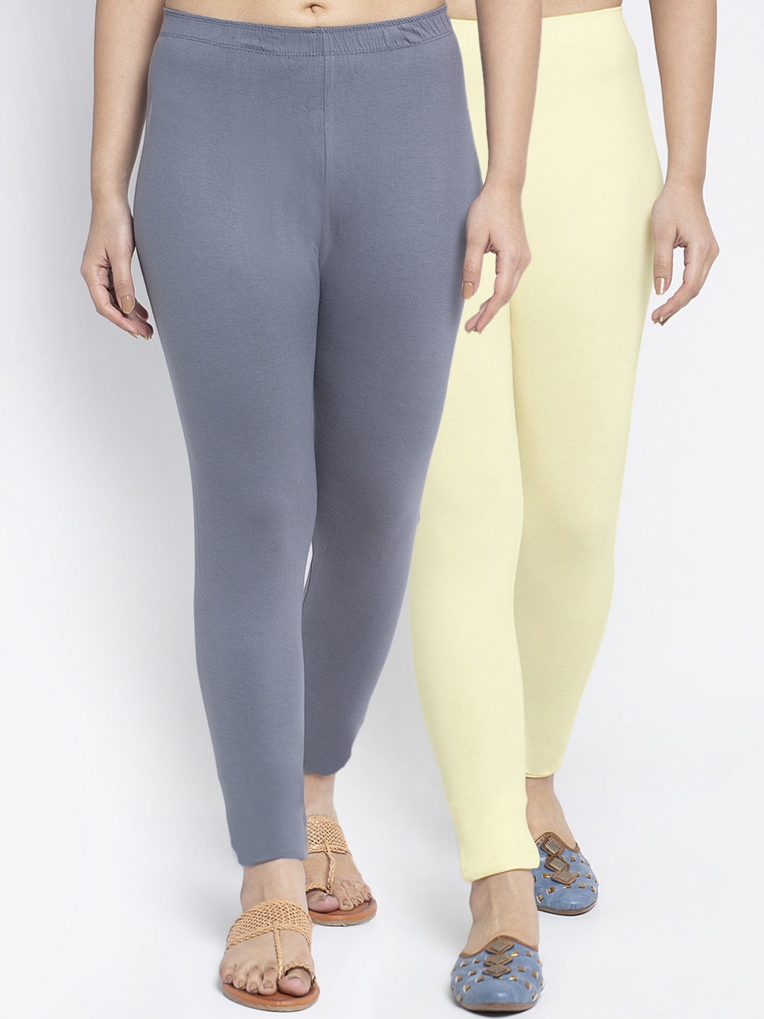 

Jinfo Women Pack of 2 Solid Cotton Leggings, Grey