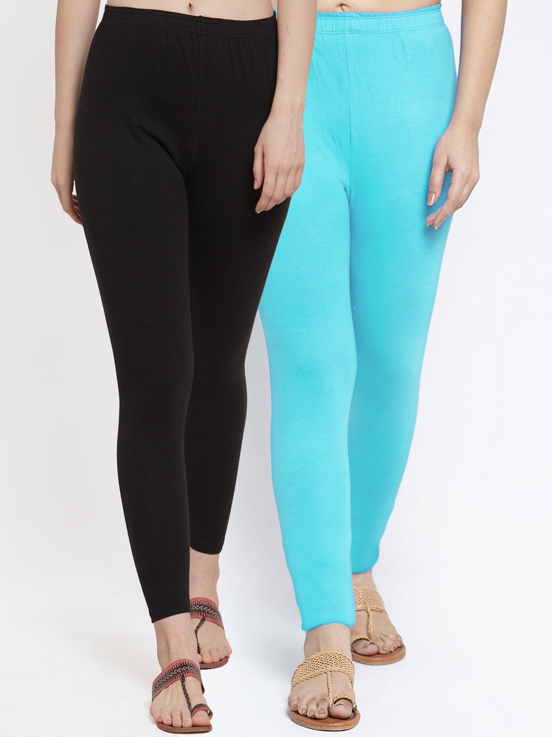 

Jinfo Women Pack Of 2 Solid Ankle-Length Leggings, Black