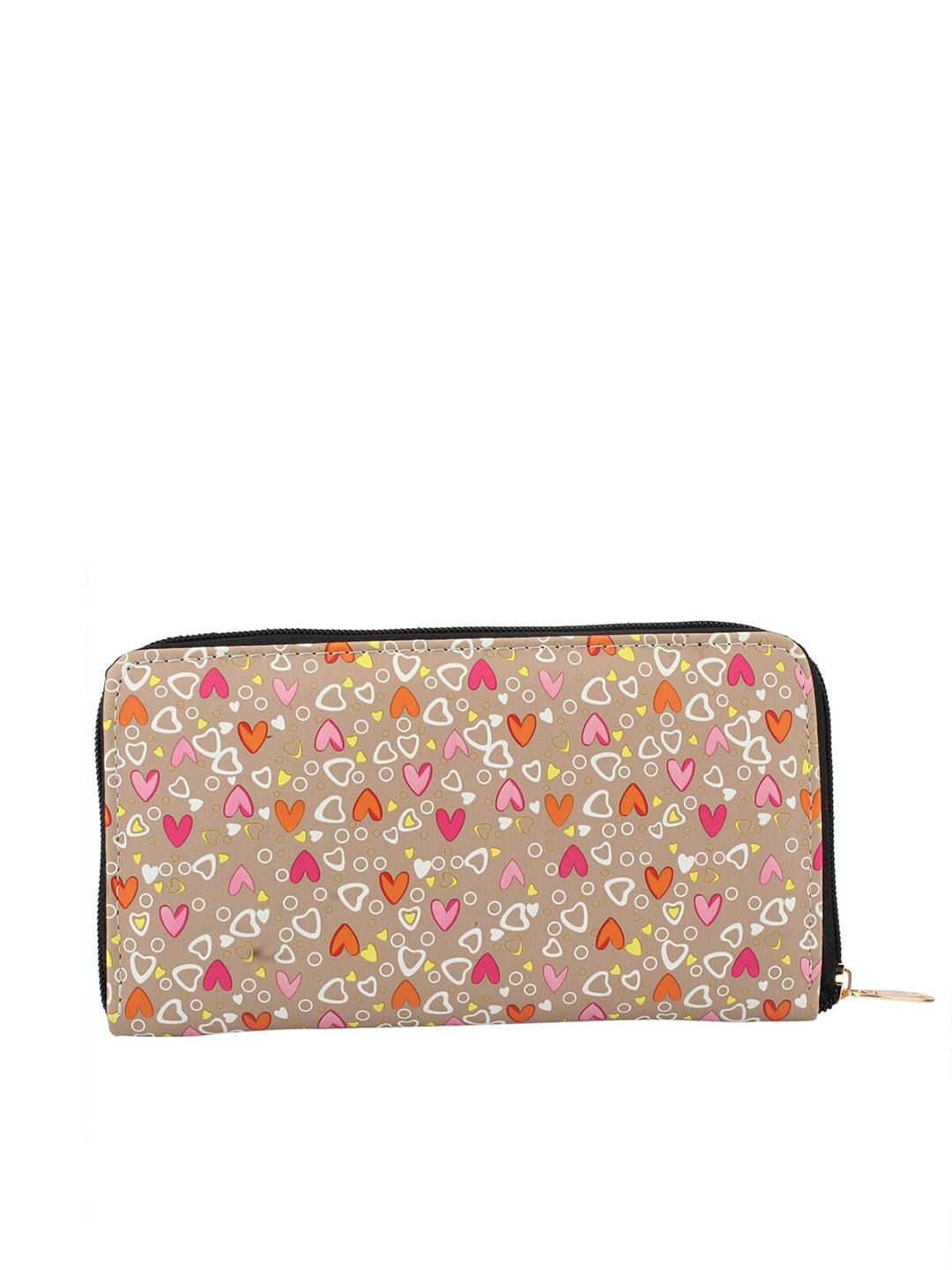 

MAMMON Women Beige & Red Printed PU Zip Around Wallet