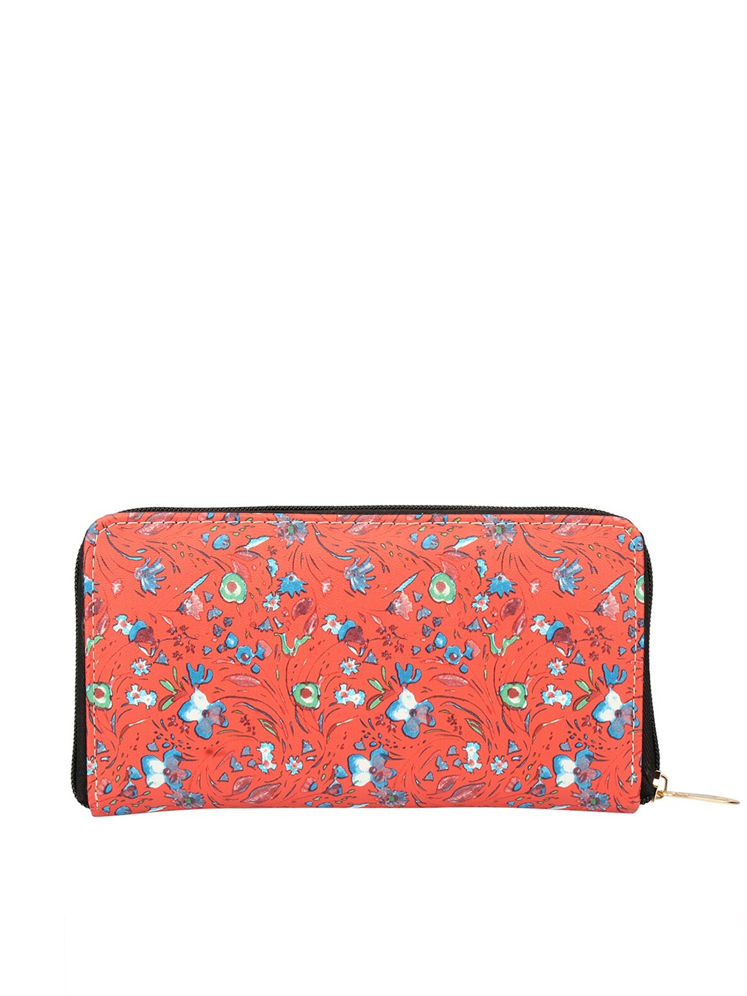 

MAMMON Women Red & White Floral Printed PU Zip Around Wallet