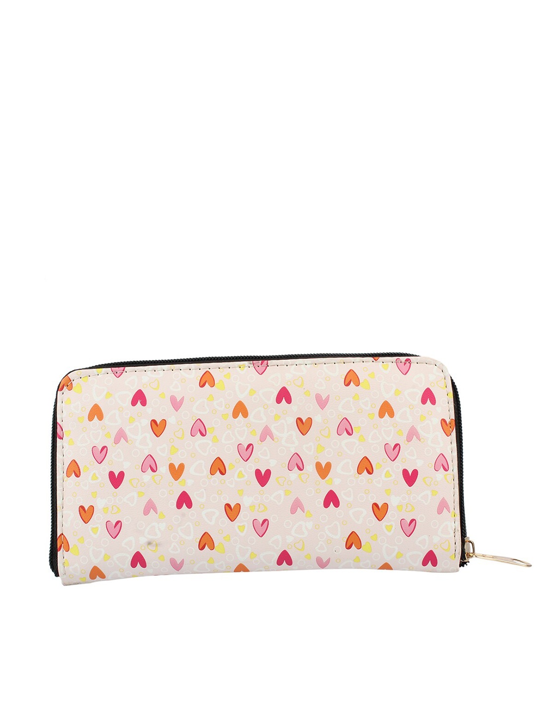 

MAMMON Women Peach-Coloured & White Printed PU Zip Around Wallet