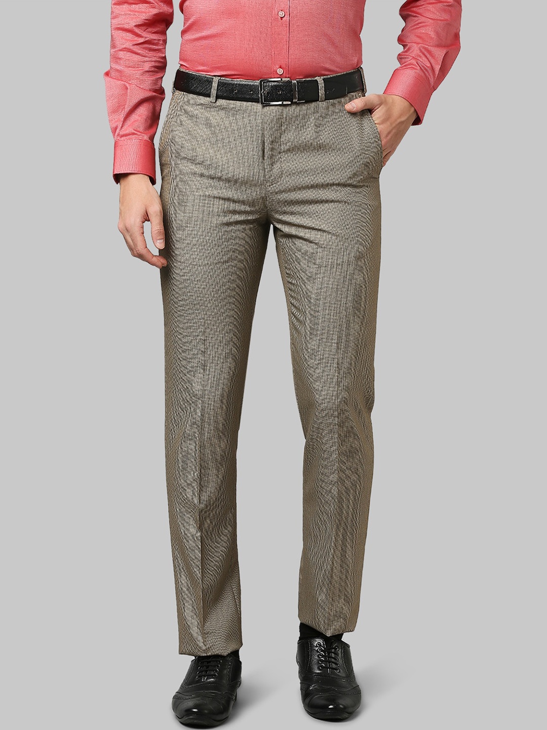 

Raymond Men Beige Textured Trousers