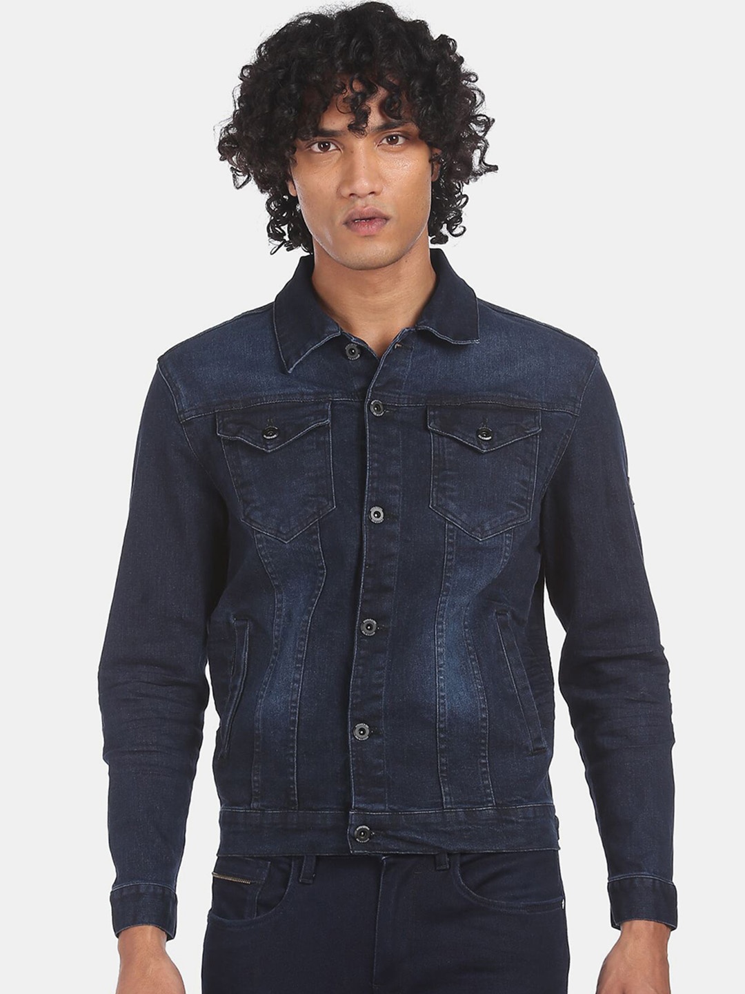 

Arrow New York Men Blue Washed Denim Jacket