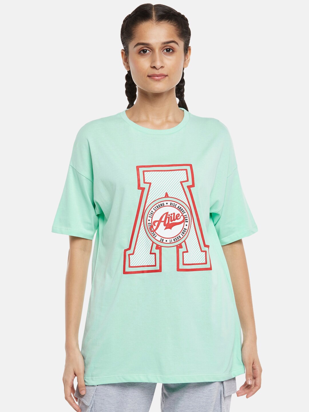 

Ajile by Pantaloons Green Print Top