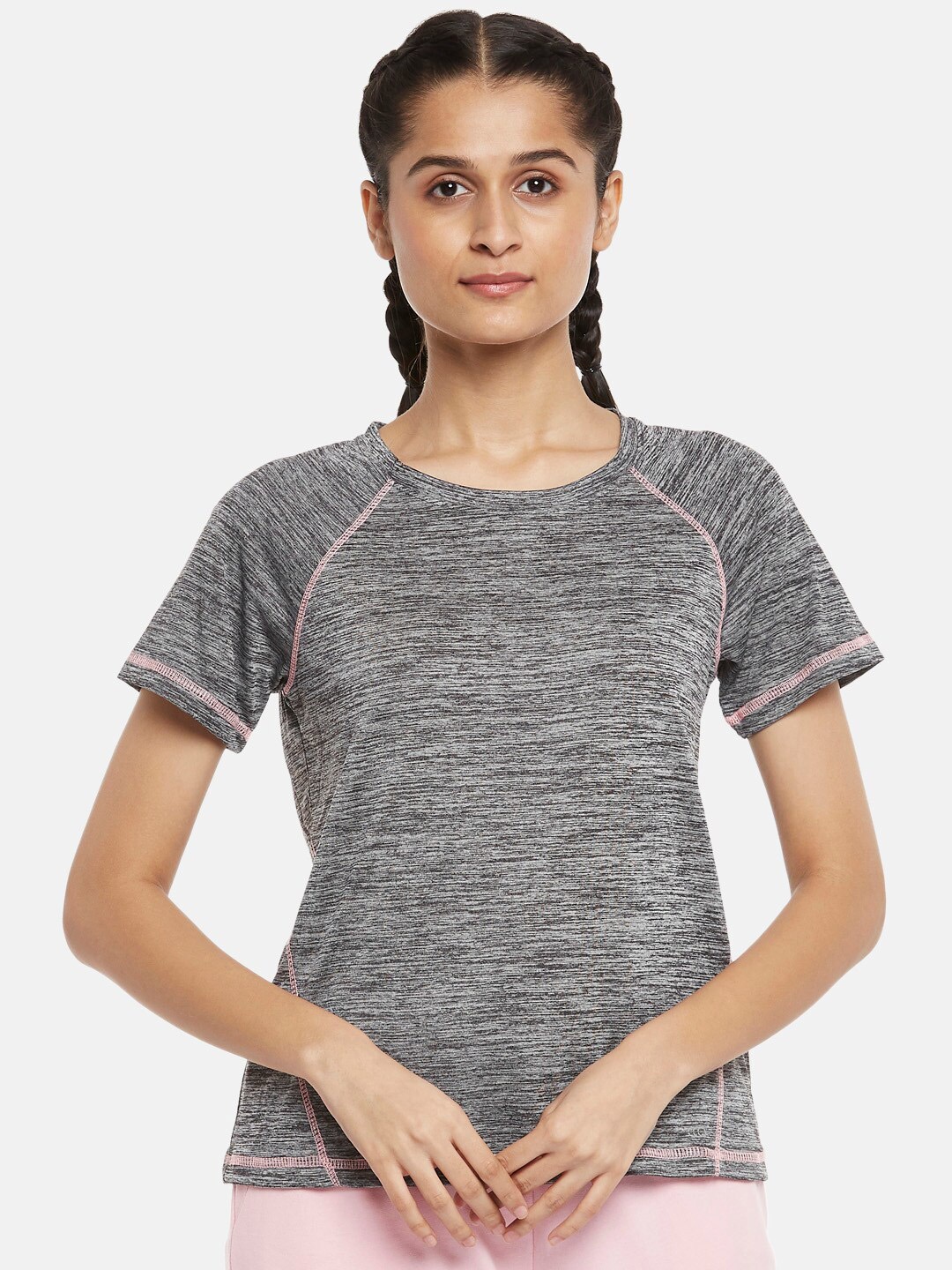 

Ajile by Pantaloons Women Grey Pure Cotton Sports T-shirt