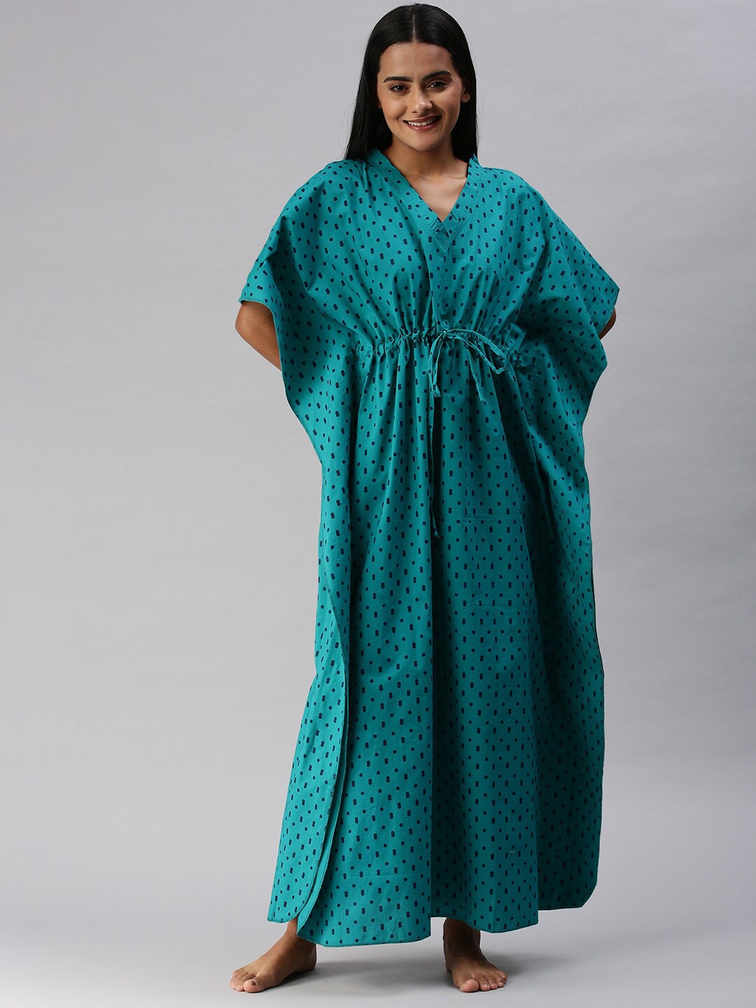 

Kryptic Green Printed Cotton Maxi Nightdress