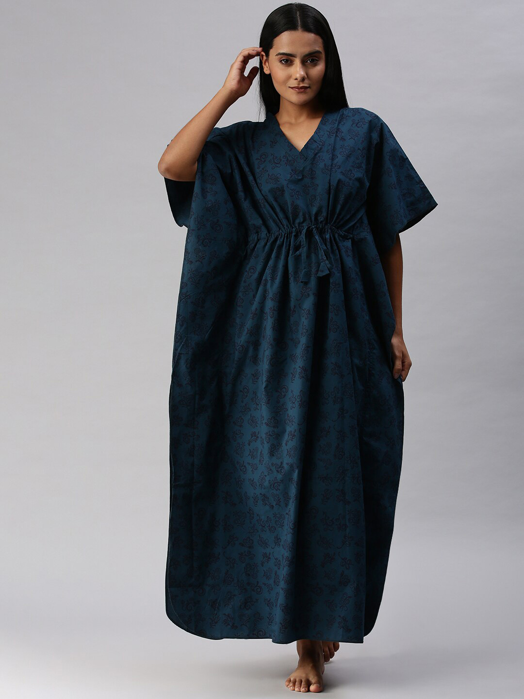 

Kryptic Blue Printed Maxi Nightdress 100% Cotton