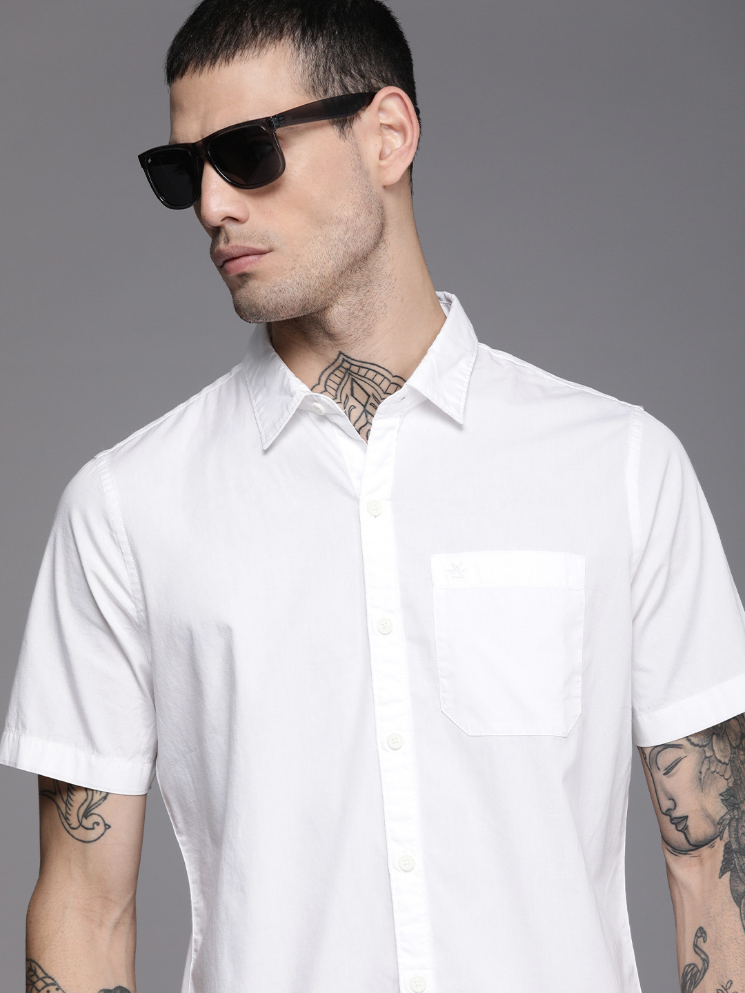 

WROGN Men White Slim Fit Pure Cotton Casual Shirt
