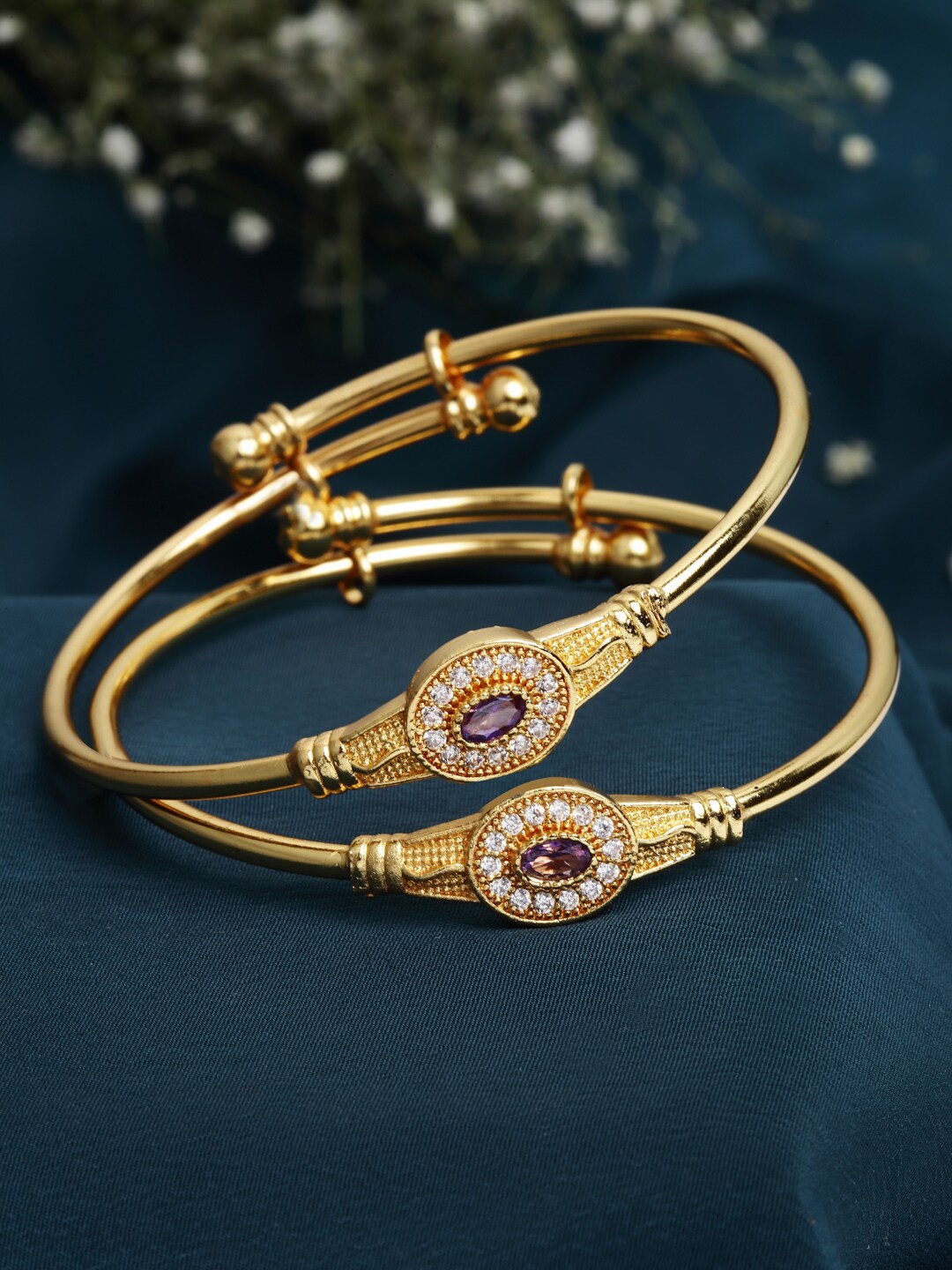 

PANASH Set of 2 Gold-Plated Studded Handcrafted Bangles
