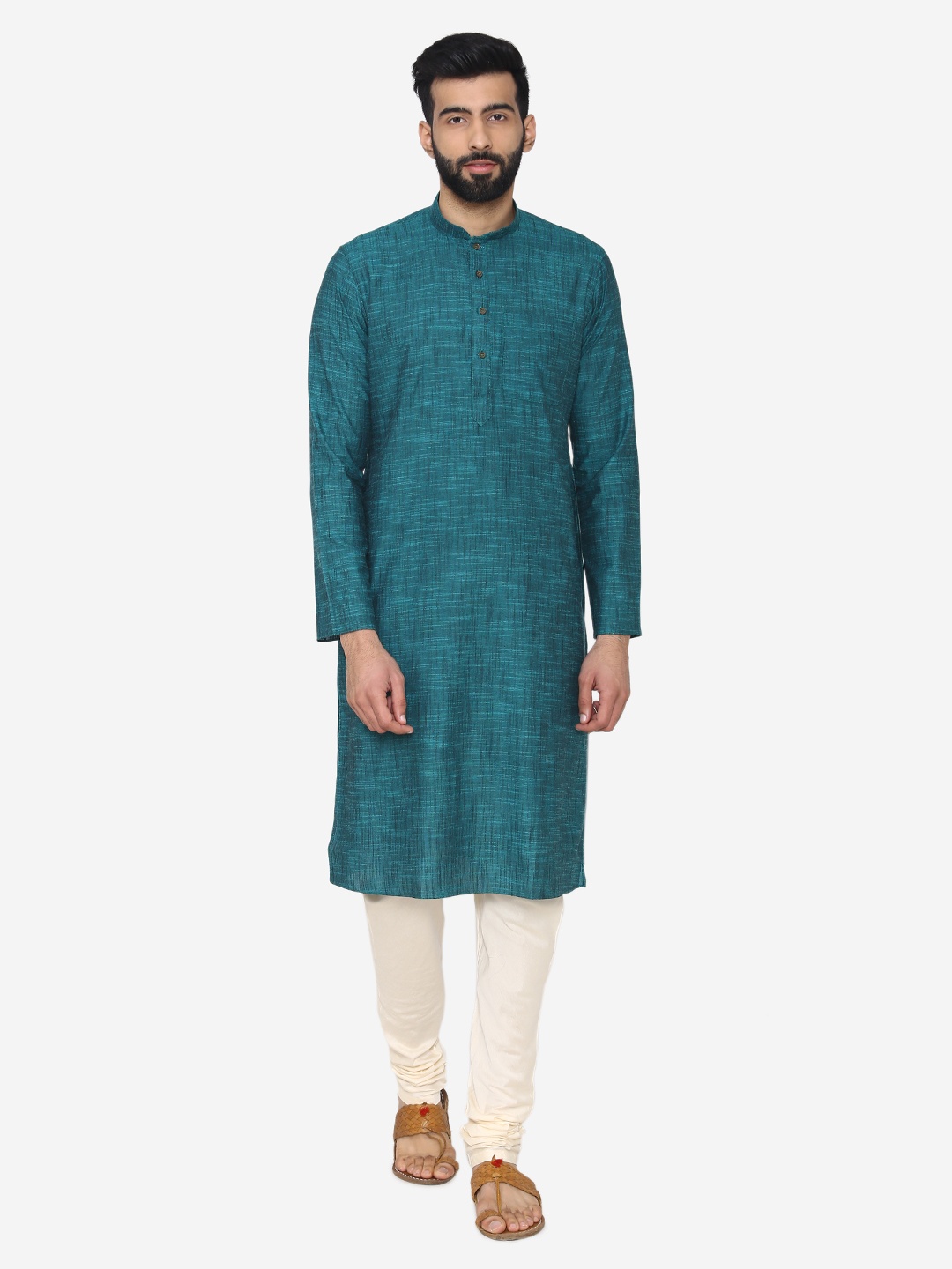 

Manyavar Men Blue Woven Straight Kurta