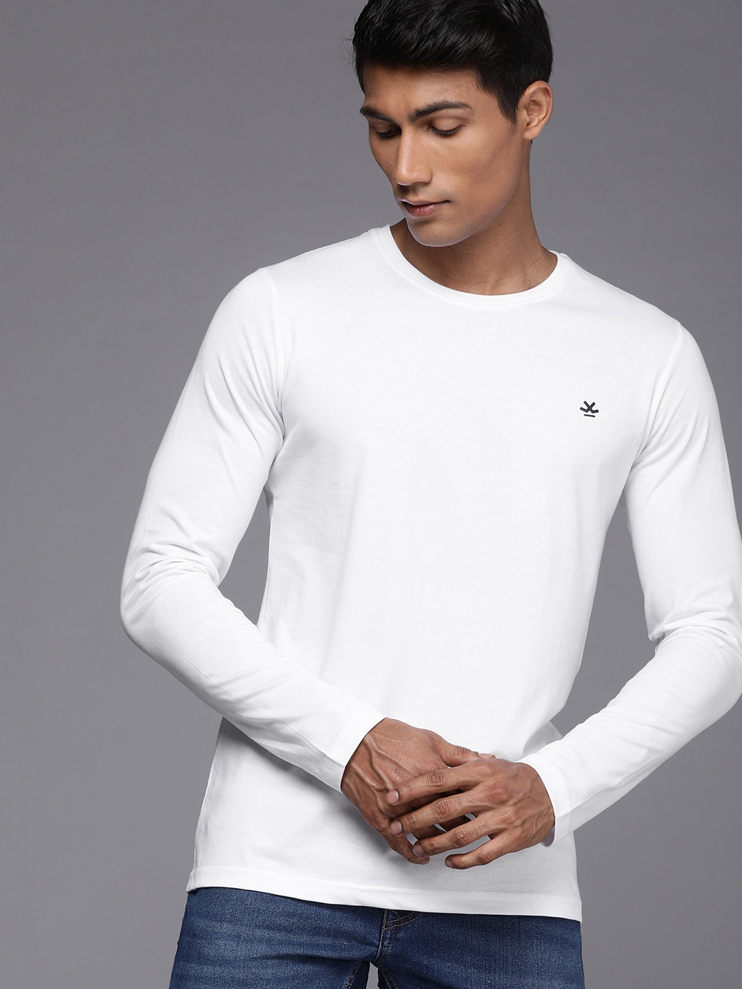 

WROGN Men White Brand Logo T-shirt