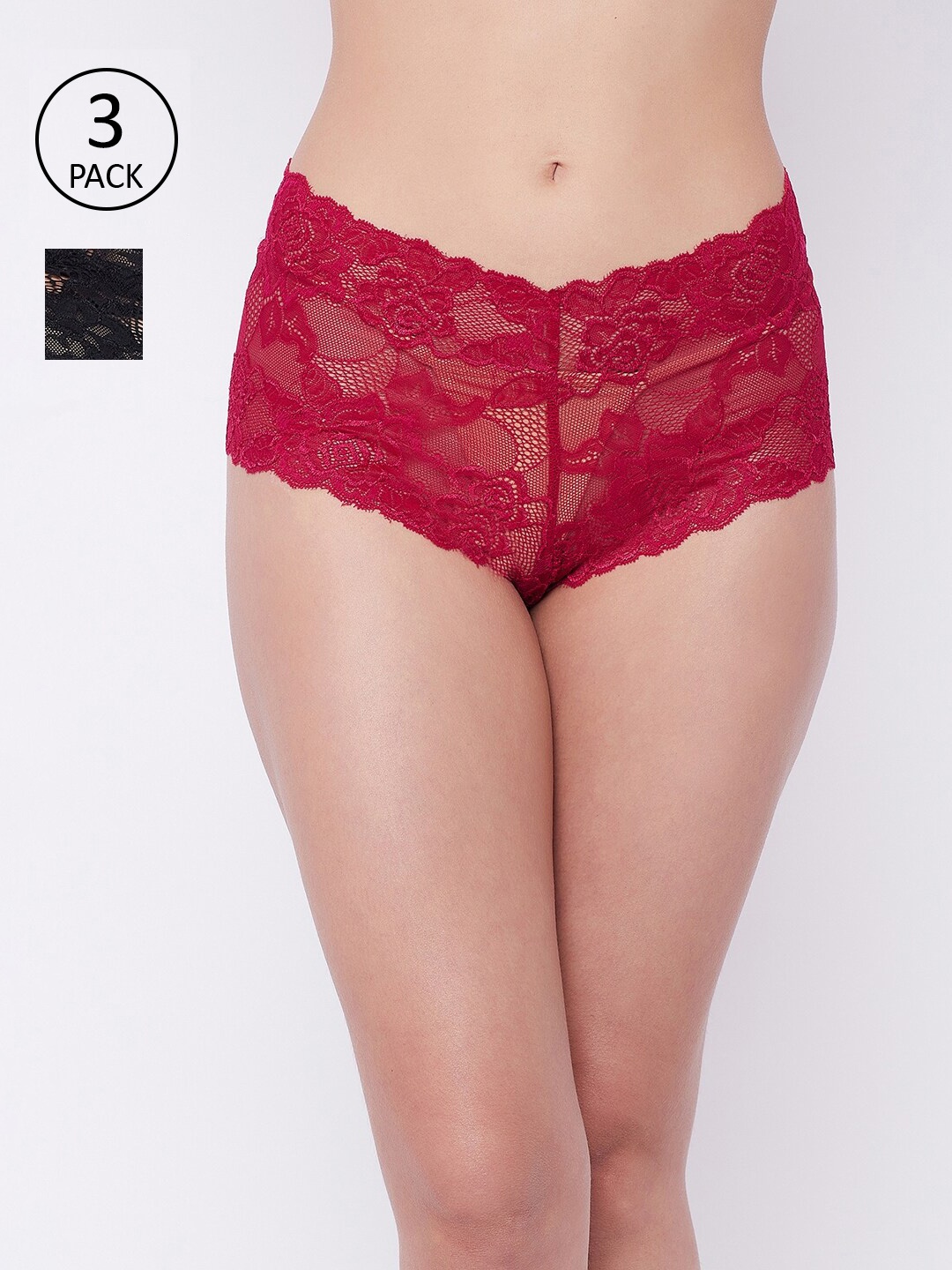 

SECRETS BY ZEROKAATA Women Pack Of 3 Assorted Lace Hipster Briefs SZPO3PTY05059-Assorted