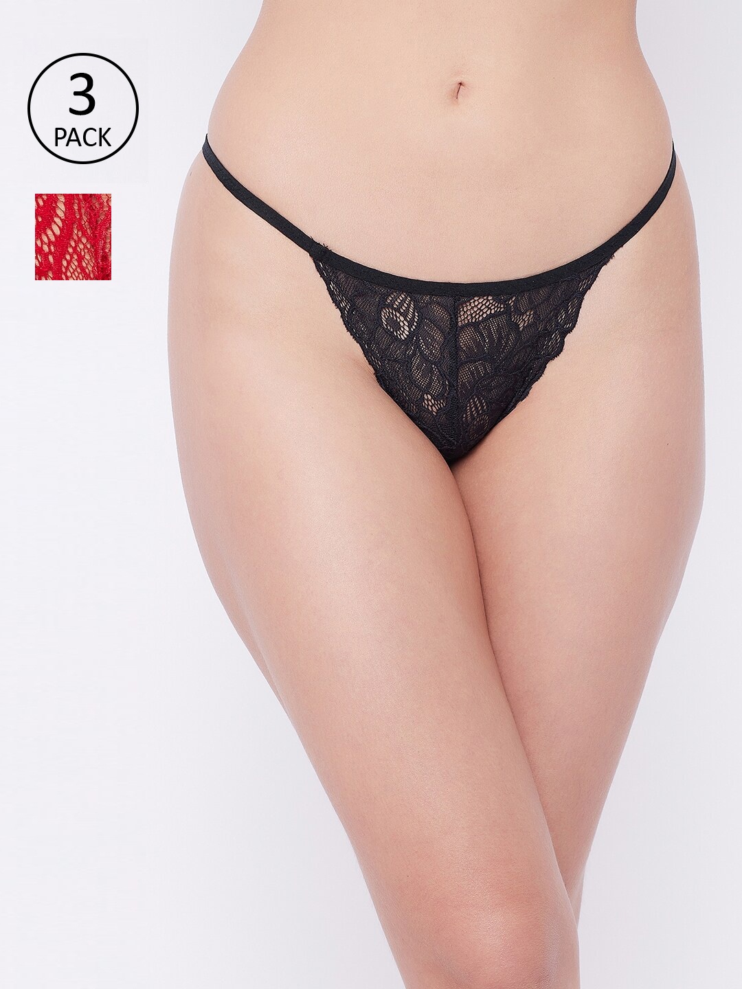 

SECRETS BY ZEROKAATA Women Pack Of 3 Assorted Self Design Thongs