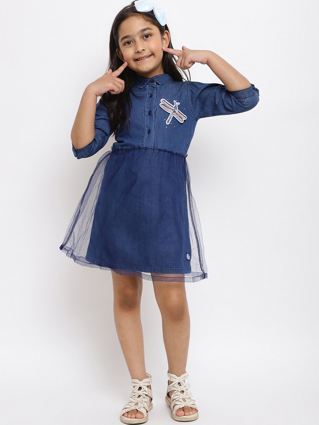 

TALES & STORIES Blue Floral A-Line Dress