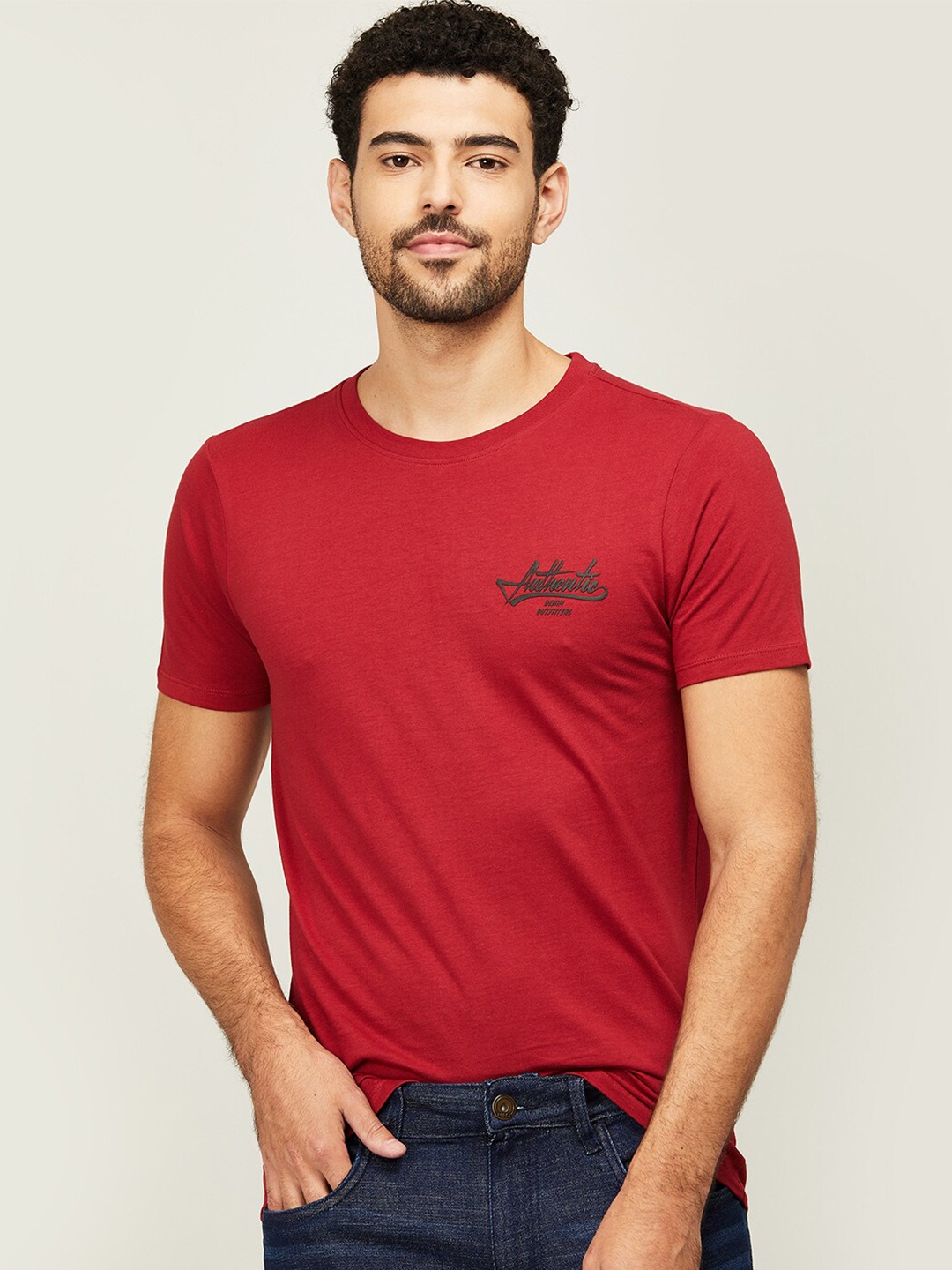 

Forca by Lifestyle Men Brown Slim Fit T-shirt