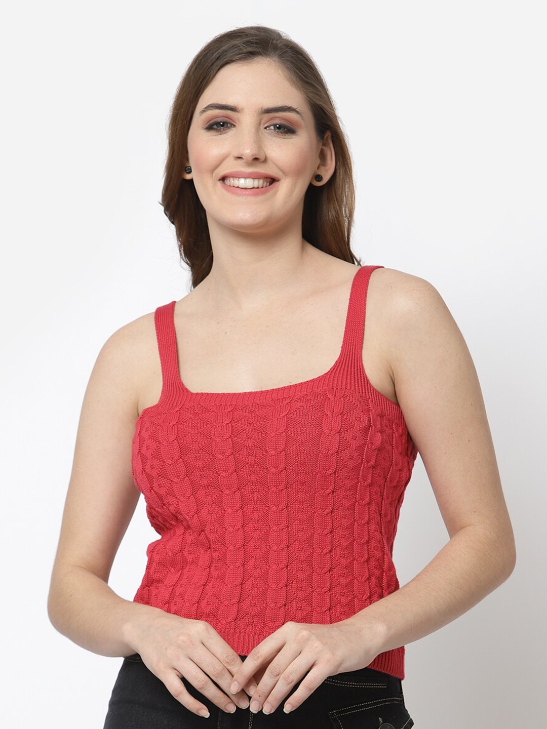 

Kalt Women Red Cable Crop Top
