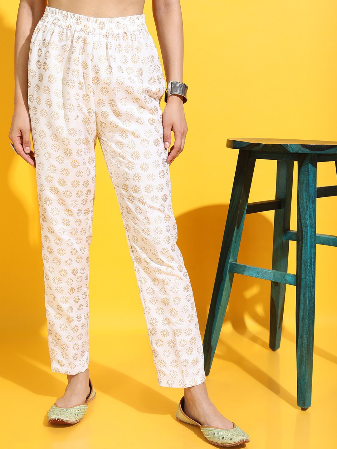 

Vishudh Women Off-White Ethnic Motifs Palazzos