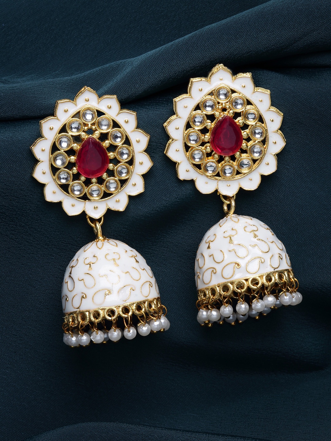 

PANASH Women Gold-Toned Dome Shaped Jhumkas Earrings
