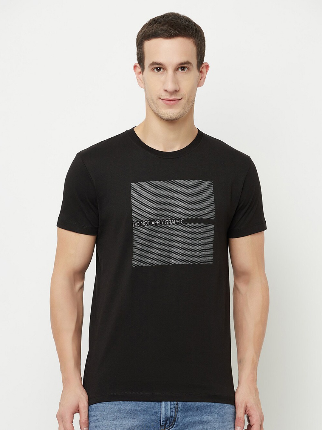 

Octave Men Black & brown Typography Printed Applique T-shirt