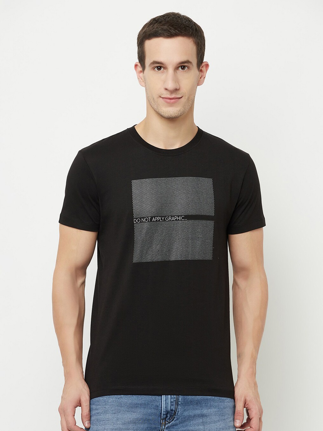 

Octave Men Black & brown Typography Printed Applique T-shirt