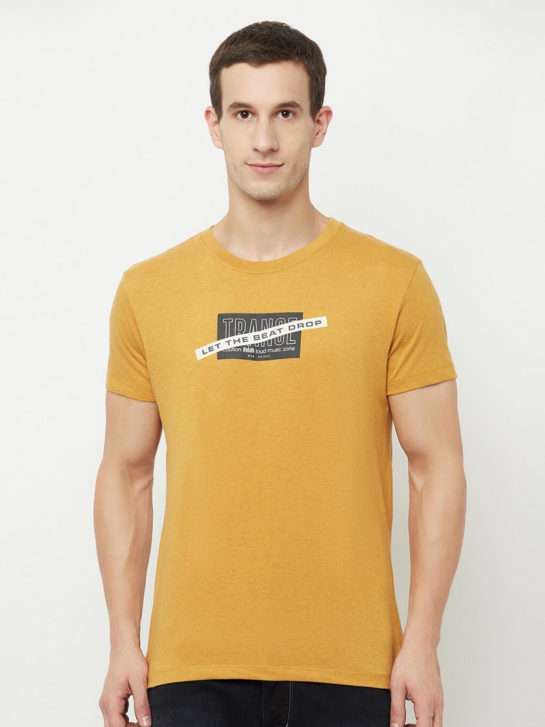 

Octave Men Yellow Printed T-shirt