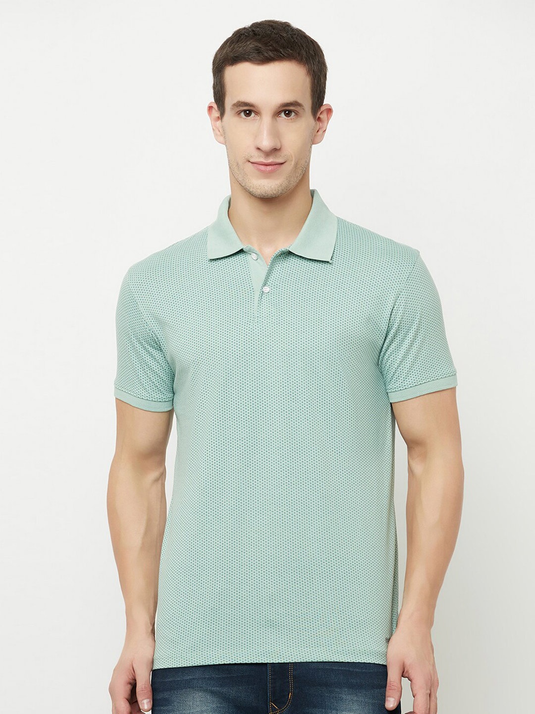 

Octave Men Green Polo Collar T-shirt