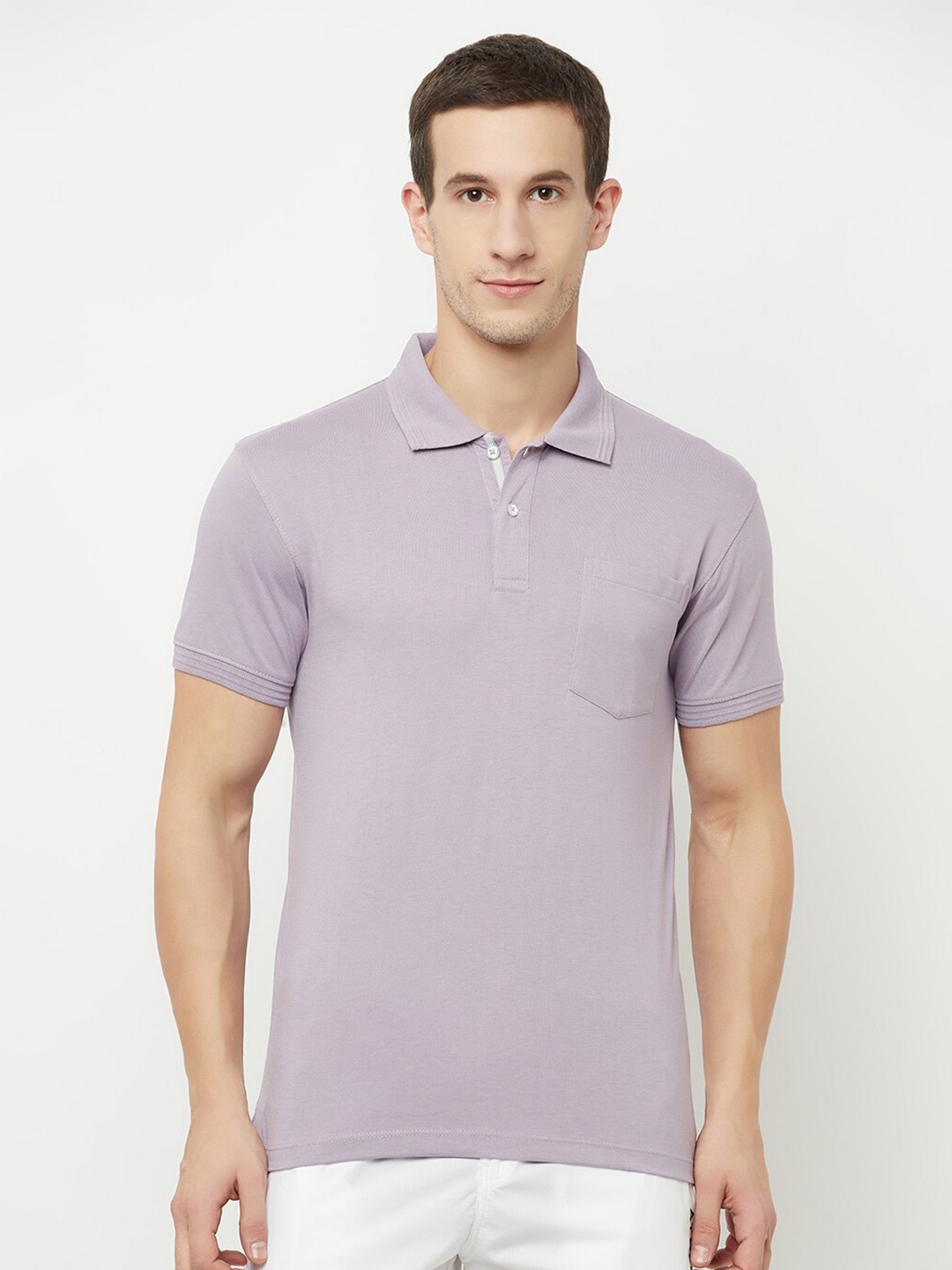 

Octave Men Purple Polo Collar T-shirt