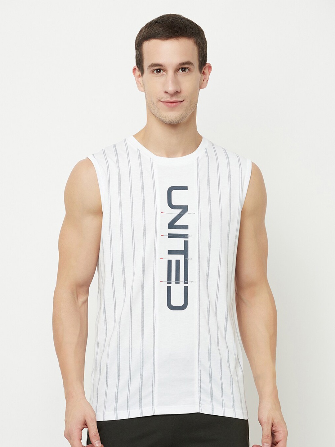 

Octave Men White Typography Printed Raw Edge T-shirt