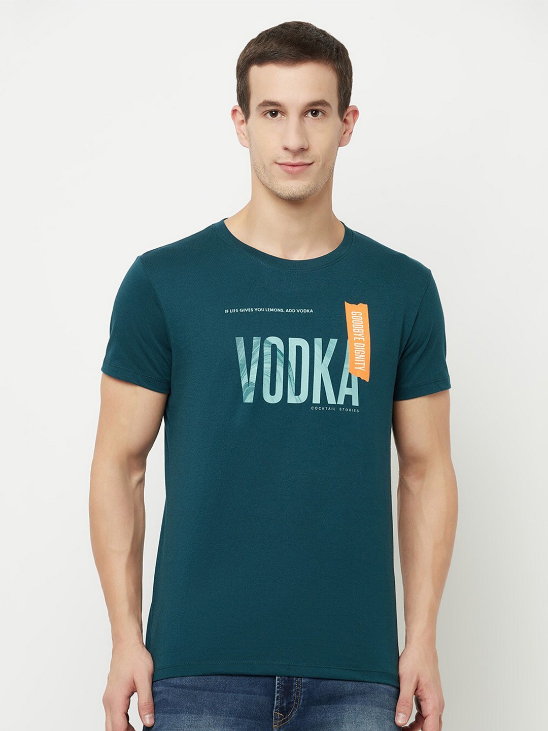 

Octave Men Blue Typography Printed T-shirt