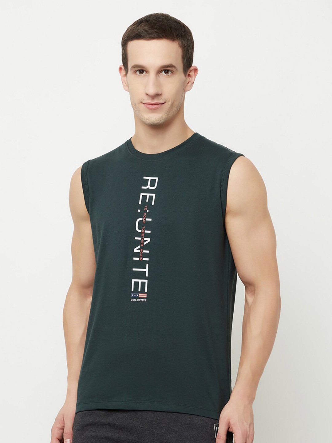 

Octave Men Green Typography Printed Applique T-shirt