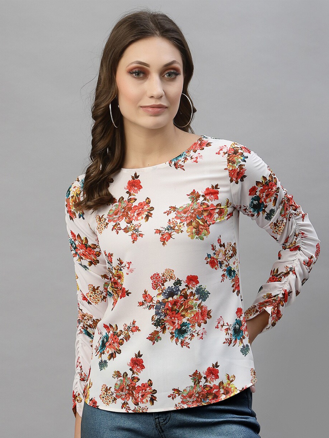 

Selvia White Floral Print Top