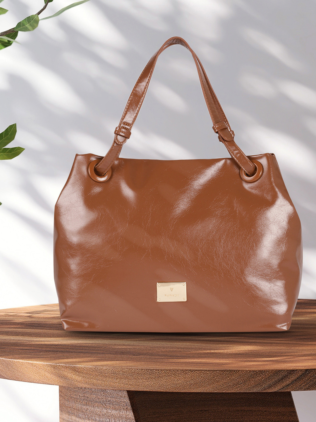 

Van Heusen Brown PU Structured Shoulder Bag