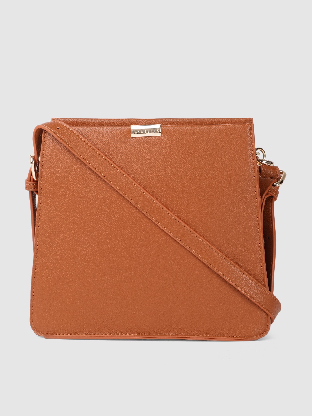 

Van Heusen Women Tan Brown Solid Structured Handheld Bag