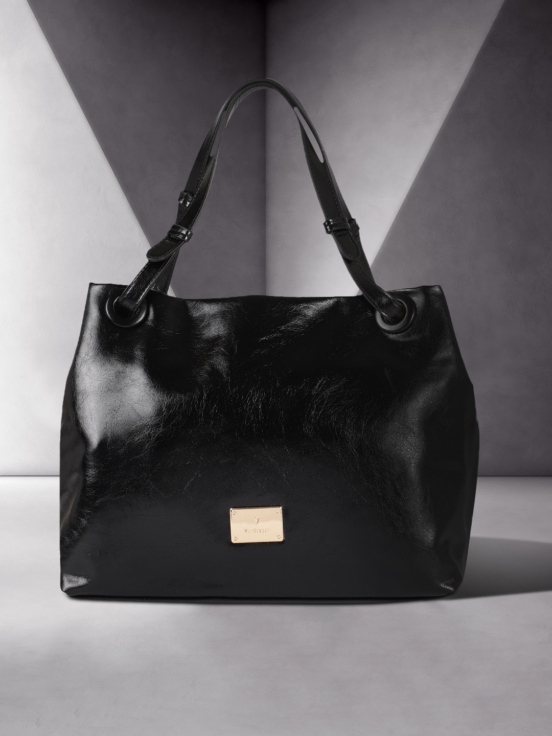 

Van Heusen Women Black PU Structured Shoulder Bag