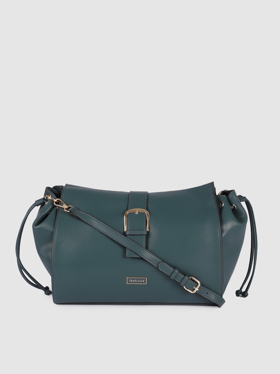

Van Heusen Navy Blue Solid Oversized Structured Sling Bag
