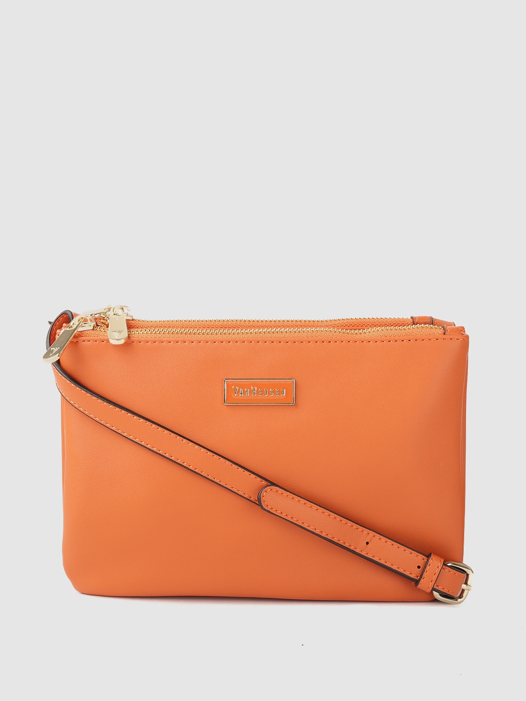 

Van Heusen Women Orange Solid Structured Sling Bag