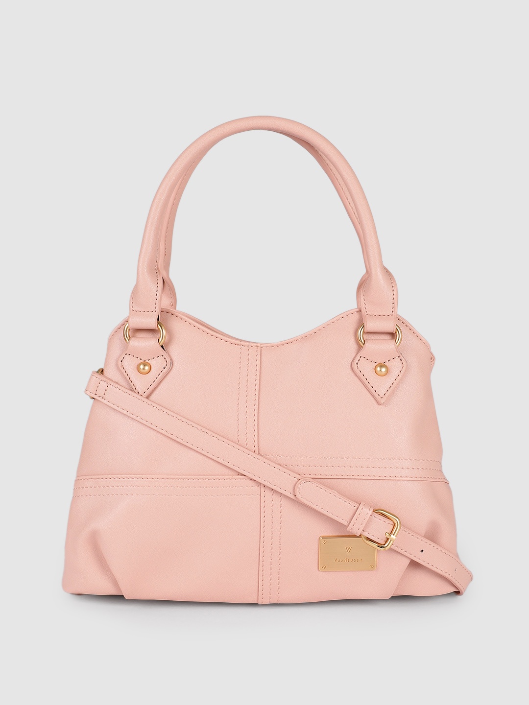 

Van Heusen Pink Solid Structured Handheld Bag