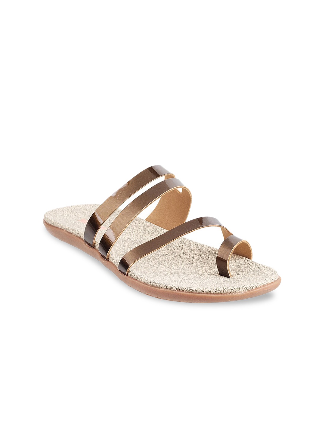 

WALKWAY by Metro Women Bronze-Toned Colourblocked One Toe Flats