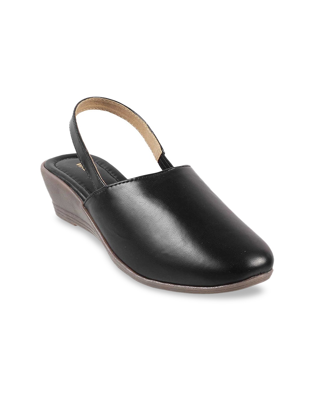 

WALKWAY by Metro Black Wedge Mules with Buckles
