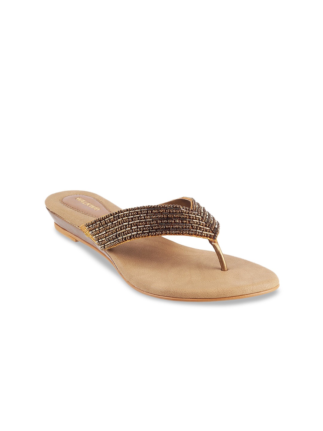 

WALKWAY by Metro Gold-Toned Embellished Wedge Sandals
