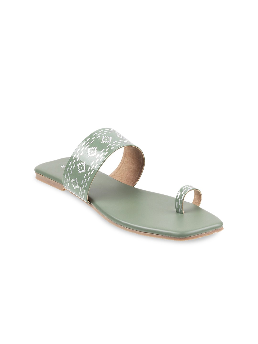 

WALKWAY by Metro Women Green Textured One Toe Flats