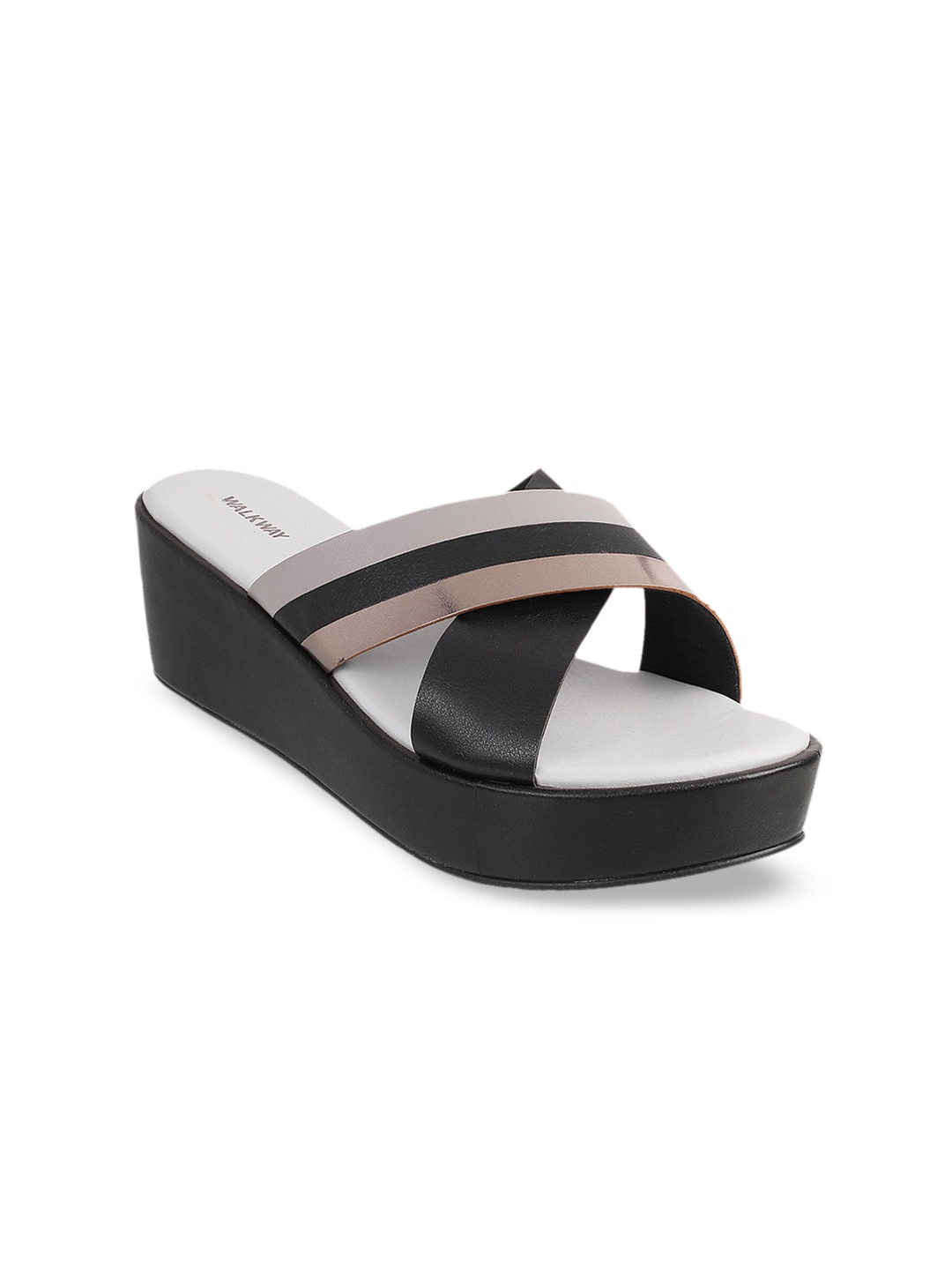 

WALKWAY by Metro Black Colourblocked Flatform Mules